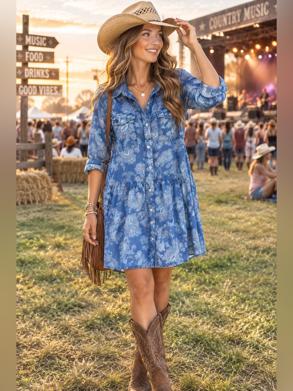 Rails Blue Paisley Button-Front Midi Dress